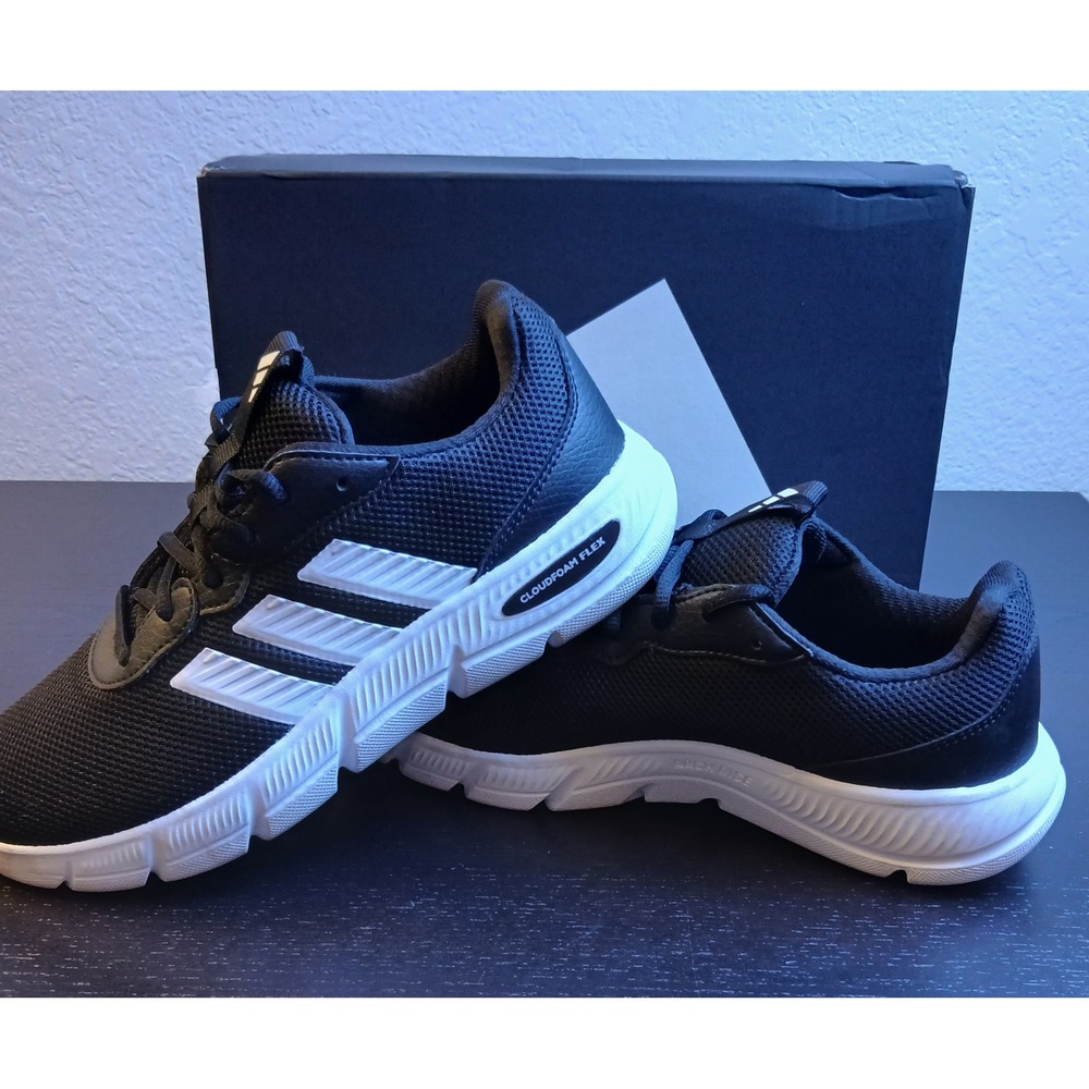 Adidas Cloudfoam Flex Arch Rise Mens Running Shoes Black White AHQ4960 Size 7.5W